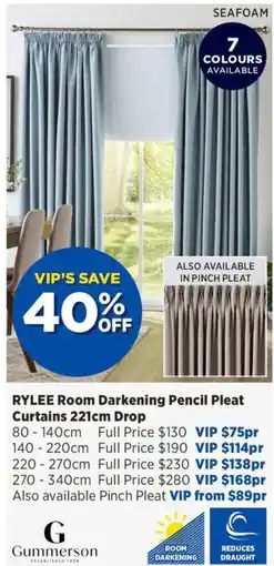 Spotlight Rylee Room Darkening Pencil Pleat Curtains 221cm Drop offer