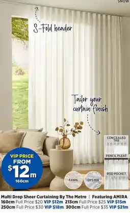 Spotlight Multi Drop Sheer Curtaining By The Metre Featuring AMIRA offer