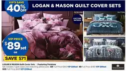 Spotlight Logan & Mason Quilt Cover Sets/ Featuring Petalune offer
