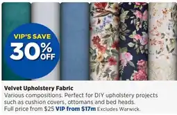Spotlight Velvet Upholstery Fabric offer