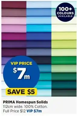 Spotlight PRIMA Homespun Solids offer