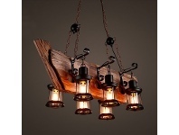 LivingStyles Porter 6 Head Industrial Wood & Metal Pendant Light offer