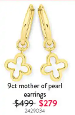 Goldmark 9ct mother of pearl earrings offer