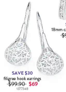 Goldmark filigree hook earrings offer