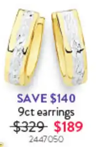 Goldmark 9ct earrings offer