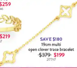 Goldmark Multi open clover trace bracelet offer