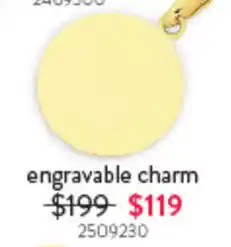Goldmark engravable charm offer