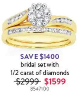 Goldmark bridal set with 1/2 carat of diamonds offer