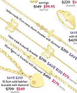 Goldmark italian made 15cm trace charm bracelet with diamond offer