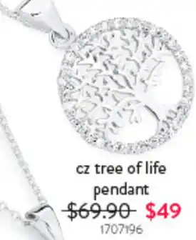 Cz tree of life pendant