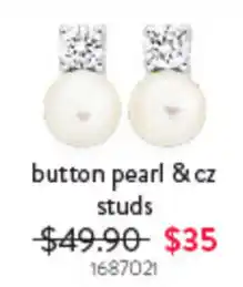Goldmark button pearl & cz studs offer