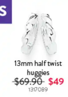 Goldmark 13mm half twist huggies offer