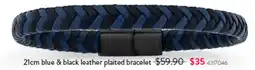 Goldmark 21cm blue & black leather plaited bracelet offer