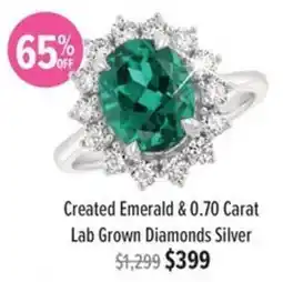 Shiels Created Emerald & 0.70 Carat Lab Grown Diamonds Silver offer