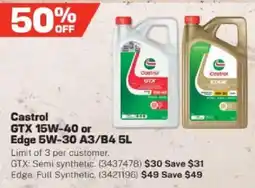Repco Castrol GTX 15W-40 or Edge 5W-30 A3/B4 offer
