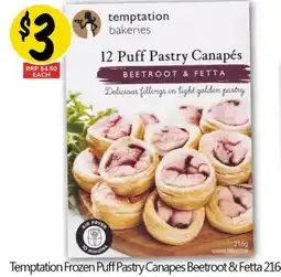 NQR Temptation Frozen Puff Pastry Canapes Beetroot & Fetta offer