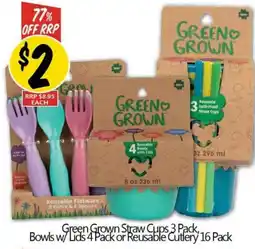 NQR Green Grown Straw Cups Bowls w/ Lids or Reusable Cutlery offer