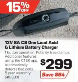 Repco Ctek 12V 8A CS One Lead Acid & Lithium Battery Charger offer