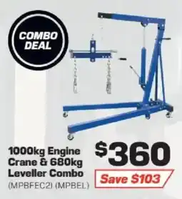 Repco 1000kg Engine Crane & 680kg Leveller Combo offer