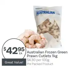 IGA Australian Frozen Green Prawn Cutlets offer