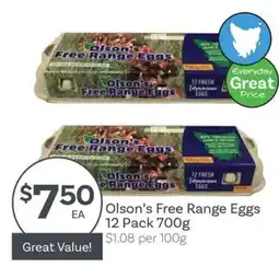 IGA Olson's Free Range Eggs offer