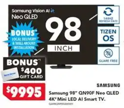 Harvey Norman Samsung 98" QN90F Neo QLED 4K Mini LED AI Smart TV offer