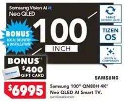 Harvey Norman Samsung 100" QN80H 4K Neo QLED AI Smart TV offer