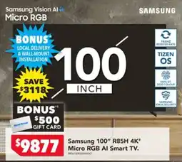 Harvey Norman Samsung 100" R85H 4K Micro RGB AI Smart TV offer