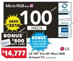 Harvey Norman LG 100" Evo 4K Micro RGB AI Smart TV offer