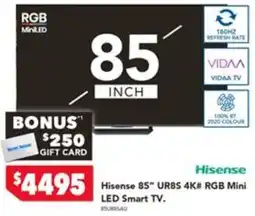 Harvey Norman Hisense 85" UR8S 4K# RGB Mini LED Smart TV offer