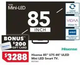 Harvey Norman Hisense 85" U75 4K" ULED Mini LED Smart TV offer