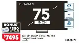 Harvey Norman Sony 75" BRAVIA 9 II True 4K" RGB Google TV with Gemini offer