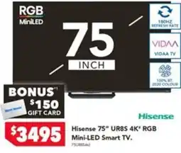 Harvey Norman Hisense 75" UR8S 4K RGB Mini-LED Smart TV offer