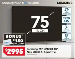 Harvey Norman Samsung 75" QN80H 4K" Neo QLED AI Smart TV offer