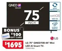Harvey Norman LG 75" QNED70B 4K" Mini LED AI Smart TV offer