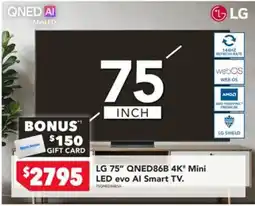 Harvey Norman LG 75" QNED86B 4K" Mini LED evo AI Smart TV. offer