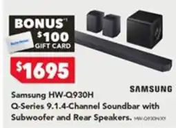 Harvey Norman Samsung Q-Series 9.1.4-Channel Soundbar with Subwoofer and Rear Speakers offer
