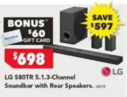 Harvey Norman LG S80TR 5.1.3-Channel Soundbar with Rear Speakers offer