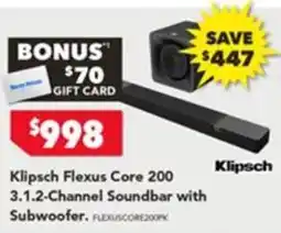 Harvey Norman Klipsch Flexus Core 200 3.1.2-Channel Soundbar with Subwoofer offer