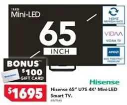Harvey Norman Hisense 65" U7S 4K" Mini-LED Smart TV. offer