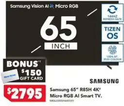 Harvey Norman Samsung 65" R85H 4K Micro RGB AI Smart TV offer