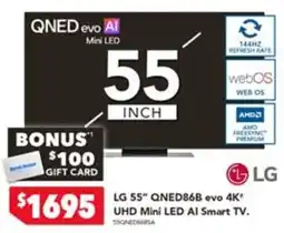 Harvey Norman LG 55" QNED86B evo 4K UHD Mini LED AI Smart TV offer