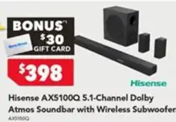 Harvey Norman Hisense AX5100Q 5.1-Channel Dolby Atmos Soundbar with Wireless Subwoofer offer