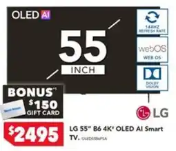 Harvey Norman LG 55" B6 4K" OLED AI Smart TV offer