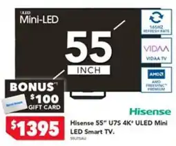 Harvey Norman Hisense 55" U7S 4K" ULED Mini LED Smart TV offer