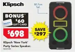 Harvey Norman Klipsch 'New York' Party Series Speaker offer
