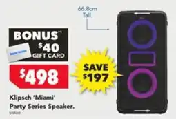 Harvey Norman Klipsch 'Miami' Party Series Speaker offer
