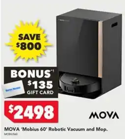 Harvey Norman MOVA 'Mobius 60' Robotic Vacuum and Mop offer