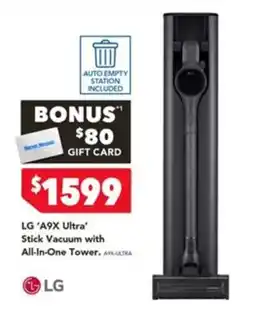 Harvey Norman LG 'A9X Ultra' Stick Vacuum with All-In-One Tower offer
