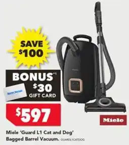 Harvey Norman Miele 'Guard L1 Cat and Dog' Bagged Barrel Vacuum offer